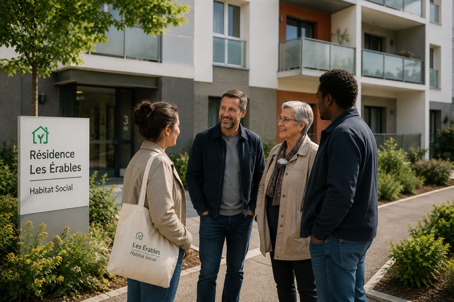 Habitants devant la Résidence Les Érables